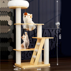 Homelements Wooden Solid Wood Four Seasons Universal Cat Villa  Big Cat Climbing Frame  Cat Scratching Post  Cat Climbing Frame Column Wall Wood Cat Wall Jumping Platform Cat Nest Frame Tree