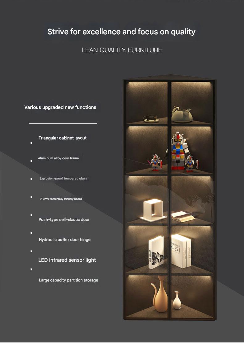 Simple Light Luxury Corner Cabinet Corner Triangle Right Angle Corner Corner Rack Living Room Bedroom Storage Floor Against The Wall