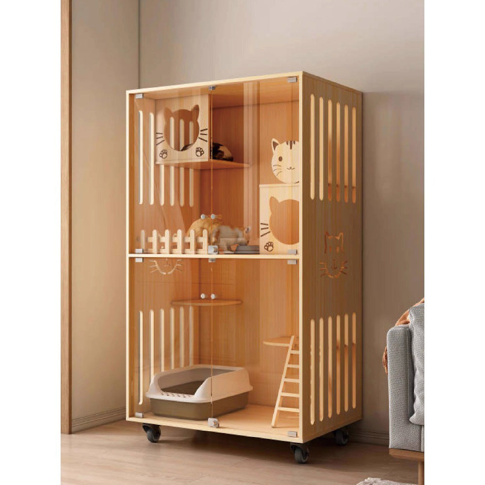 Homelements Cat, Villa Cat House, Cat Cage, Cat Cabinet, Solid Wood, Indoor Home Use, Luxury Cat Nest, Cat House, That Does Not Occupy An Area-Without basin