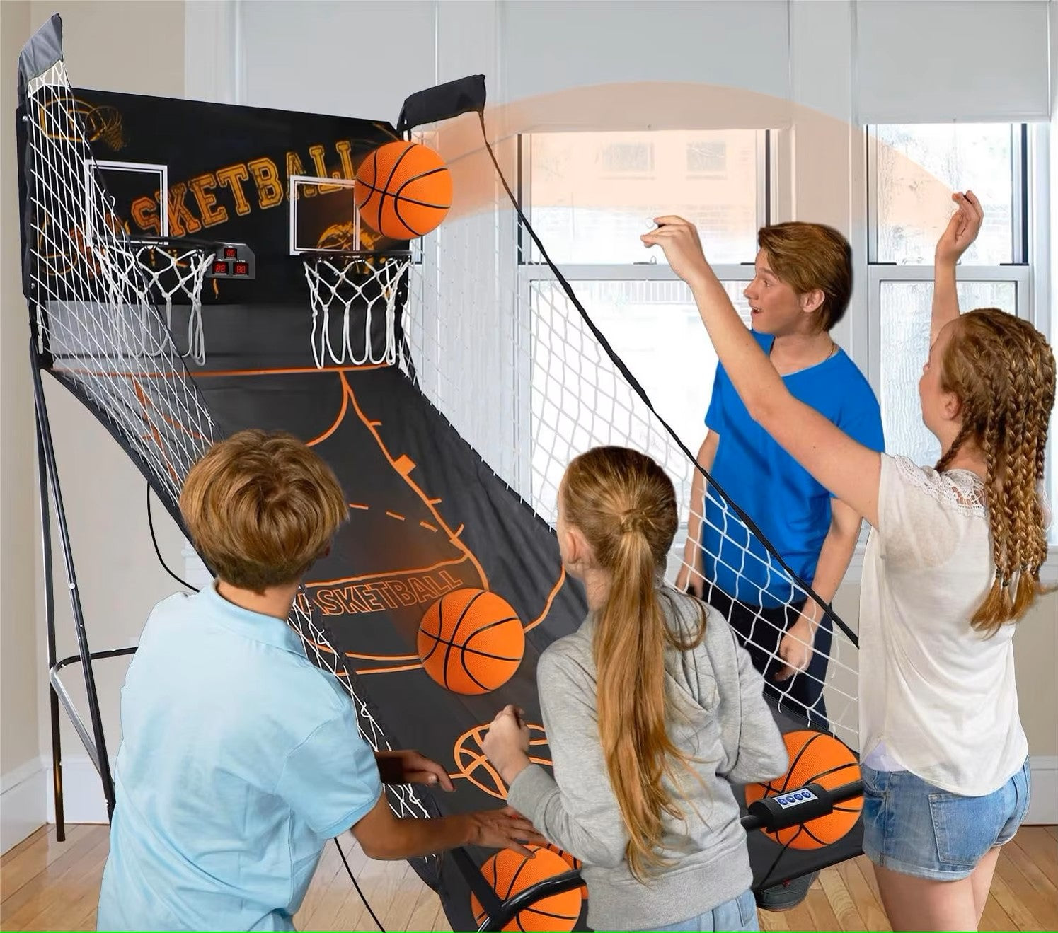 Basketball Machine Foldable Electronic Arcade System Basketball Game for Kids and Adults