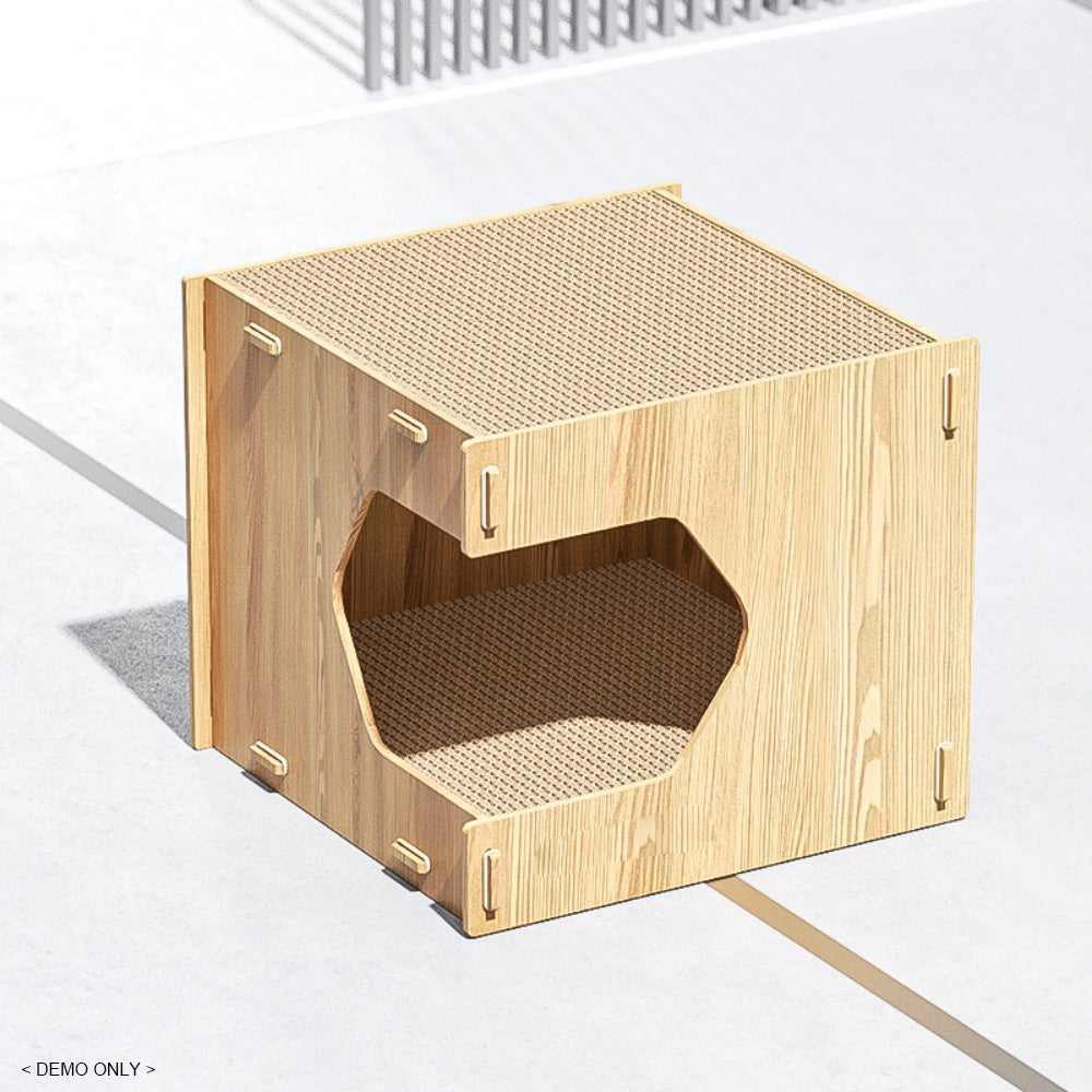 Homelements Cat Scratching Board Cat Bed Integrated Durable Corrugated Cardboard Cat House Board Cat House Cat Bed All-season Enclosed Corrugated Cardboard Cat House Solid Wood Shared Furniture for Pets and People