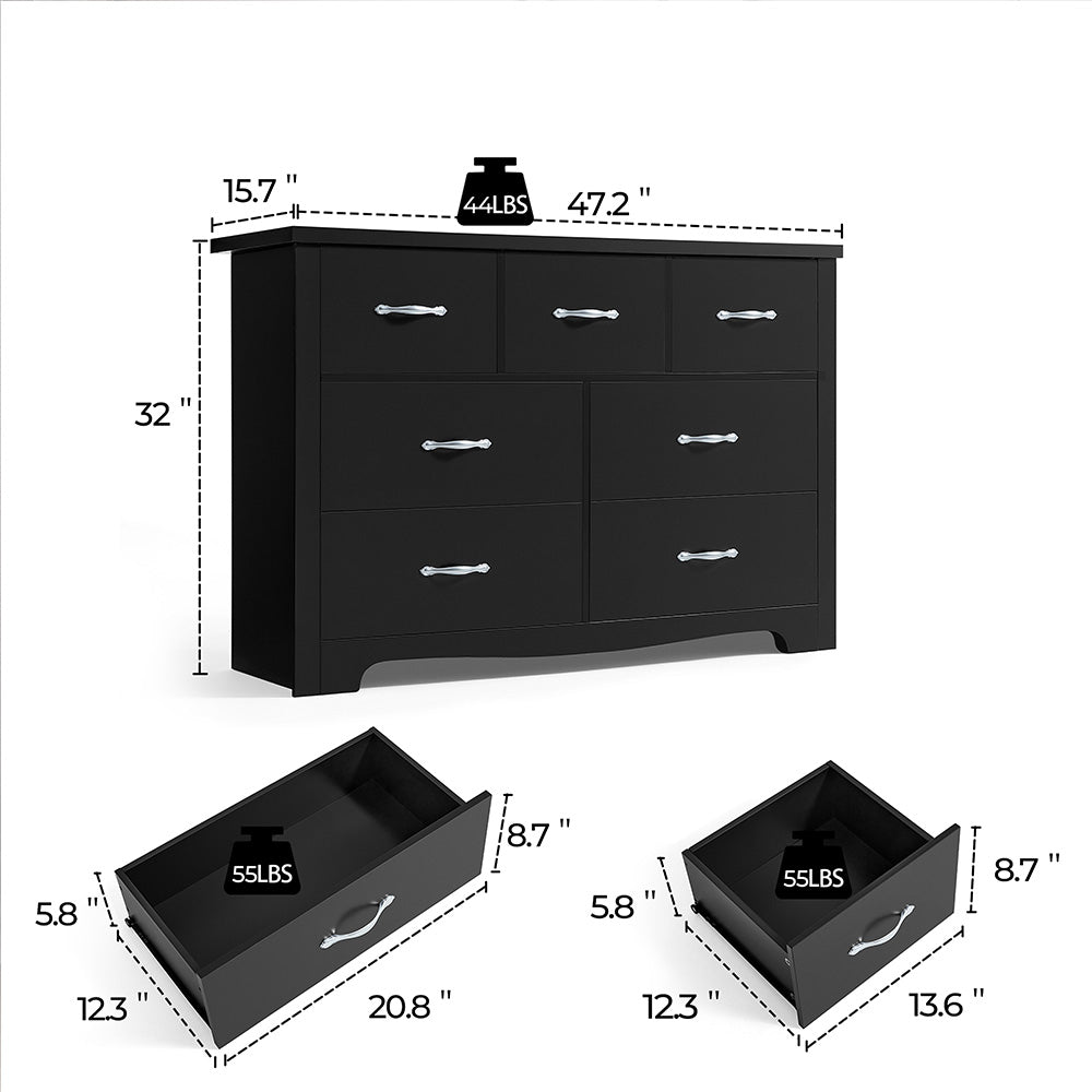 Linsay Chest of 7-drawer Cabinet Black