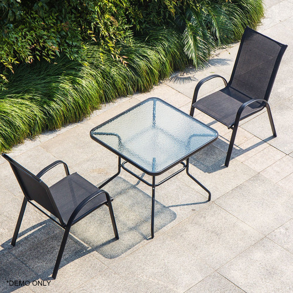 Homelements Outdoor Balcony Combination Table and Chairs Waterproof Sun-proof Anti-corrosion Garden Table and Chairs Water Ripple Tabletop 2 Teslin Mesh Chairs