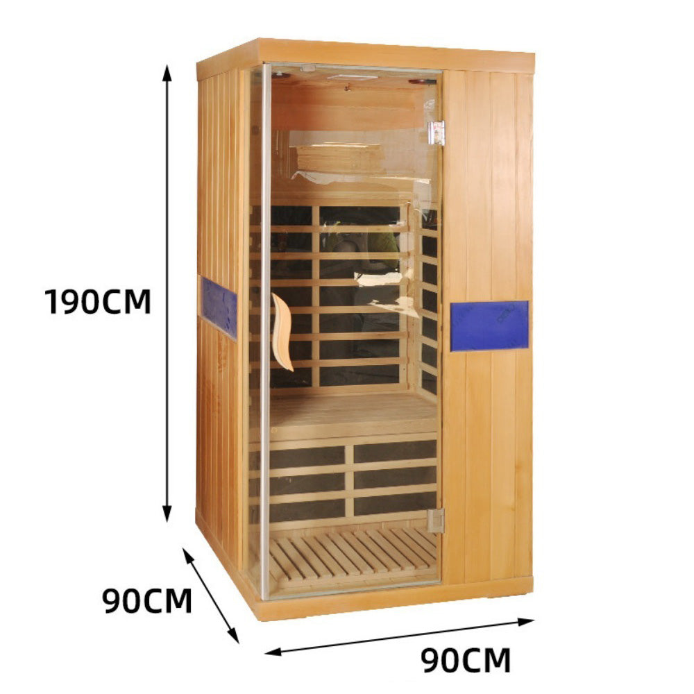 Homelements 1350W Ironwood Home Sauna Room Far Infrared Sweat Steam Room Single Sweat Steam Room Graphene Light Wave Energy House Sweat Steam Room Sauna Warehouse Home Health Care Physiotherapy Far Infrared Dry Steam Room Single Cabin