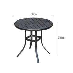 Homelements Leisure Outdoor Outdoor Plastic Wood Table and Chair Balcony Milk Tea Shop Cafe Waterproof Sun-proof and Corrosion-resistant Tables and Chairs-4 Buck Chairs + 80cm Striped Round Table