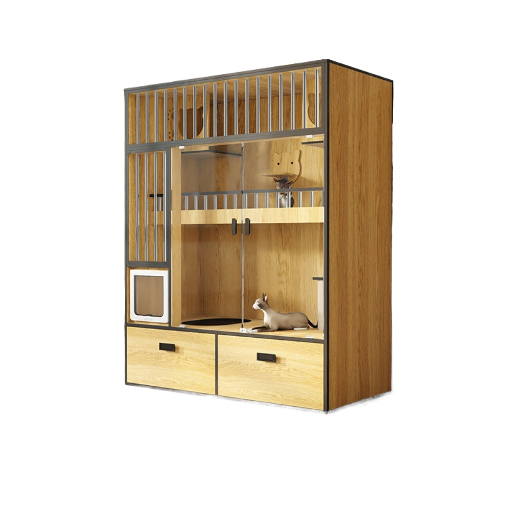 Homelements Luxury Wooden Cat House Cat Villa Home Indoor Pet Cabinet Integrated Cat House Drawer Type Cat Toilet with Built-in Storage Cabinet   Luxury Wooden Cat Furniture Breeding Luxury Cat House Luxury Cat  Pet Villa Nest Bed Cage Display Cage Cabine