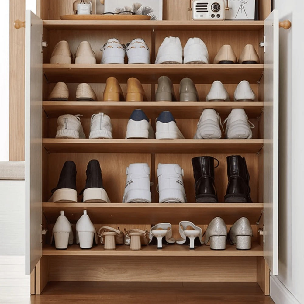 Linsay Miro Shoe Cabinet, 1.2M, Natural & White