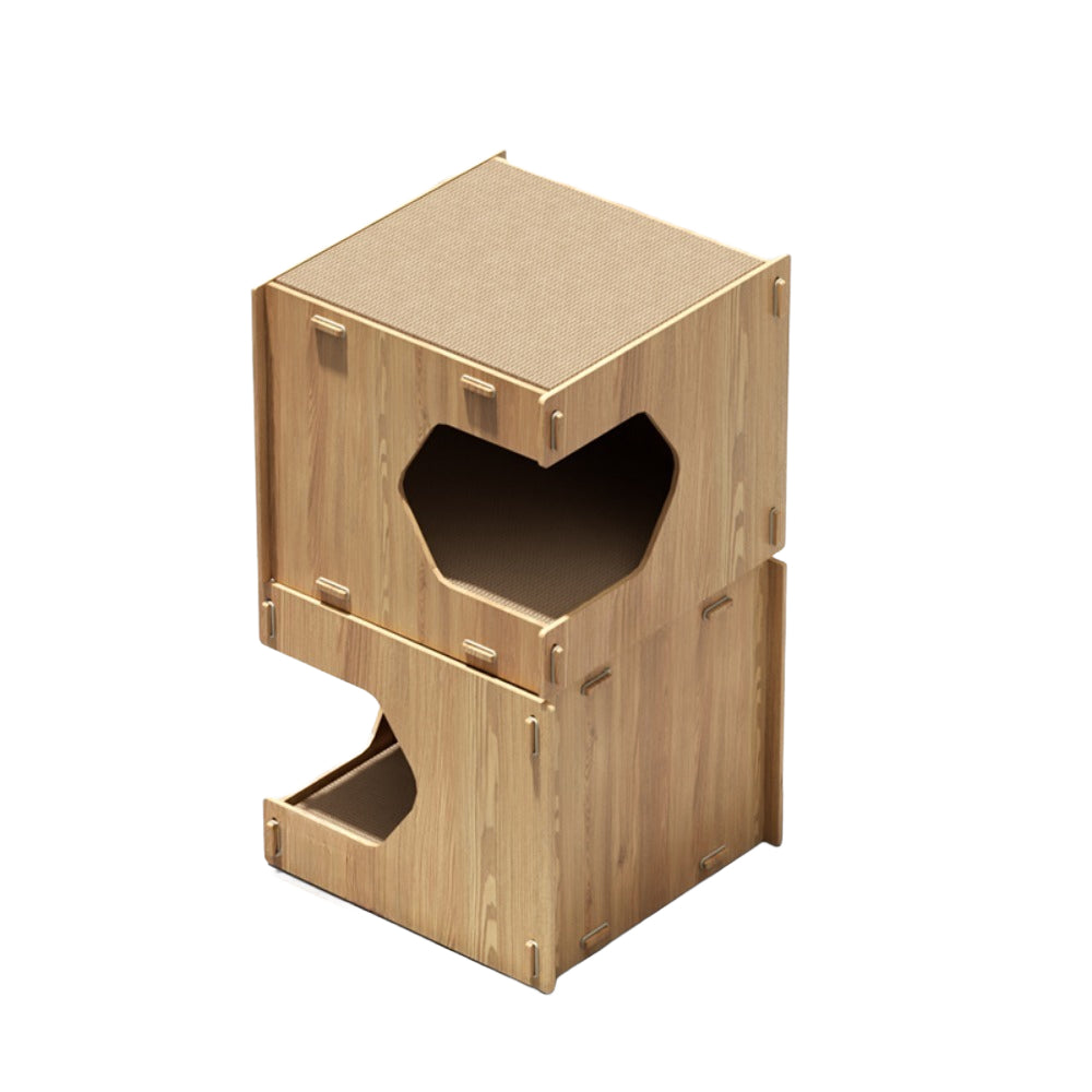 Homelements Cat Scratching Board Cat Bed Integrated Durable Corrugated Cardboard Cat House Board Cat House Cat Bed All-season Enclosed Corrugated Cardboard Cat House Solid Wood Shared Furniture for Pets and People