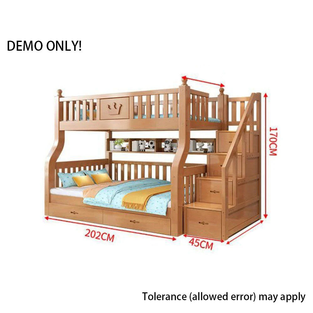 Homelements Oak Bunk Bed with Desk High and Low Bed Two-layer Bunk Bed Full Solid Wood Children's Bed Adult Mother and Child Bed