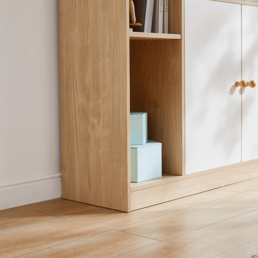 Linsay Noble Bookshelf with Storage Cabinet, Natural & White