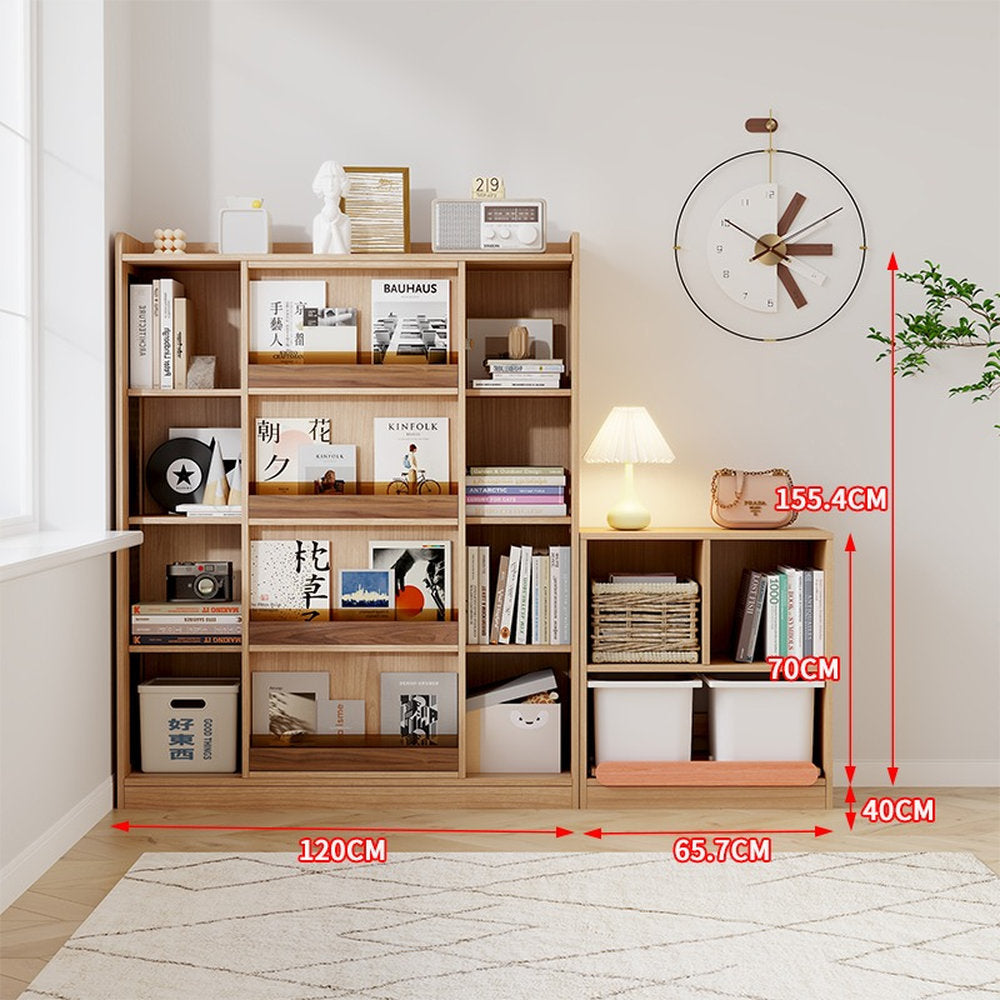 Children's Bookshelf Solid Wood Picture Book Shelf Floor Shelf Baby Reading Area Multifunctional Sliding Door Bookcase