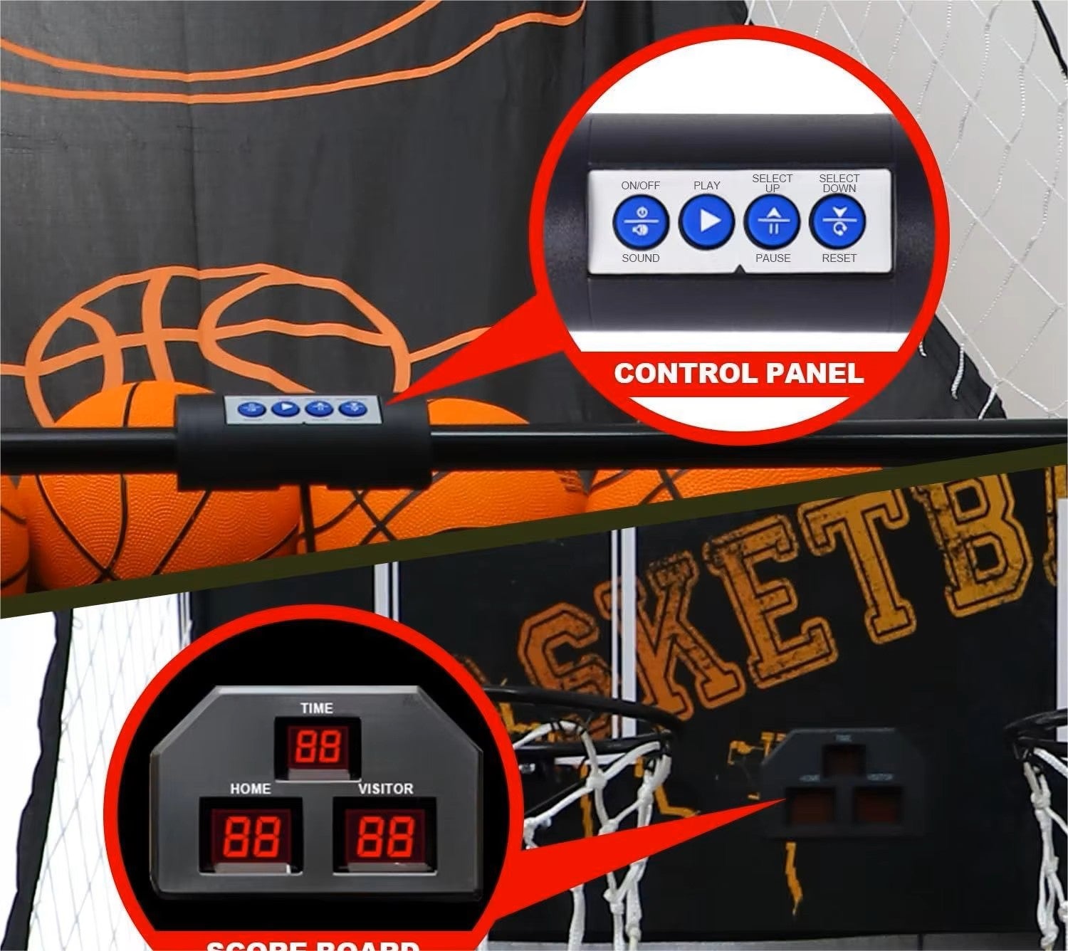 Basketball Machine Foldable Electronic Arcade System Basketball Game for Kids and Adults