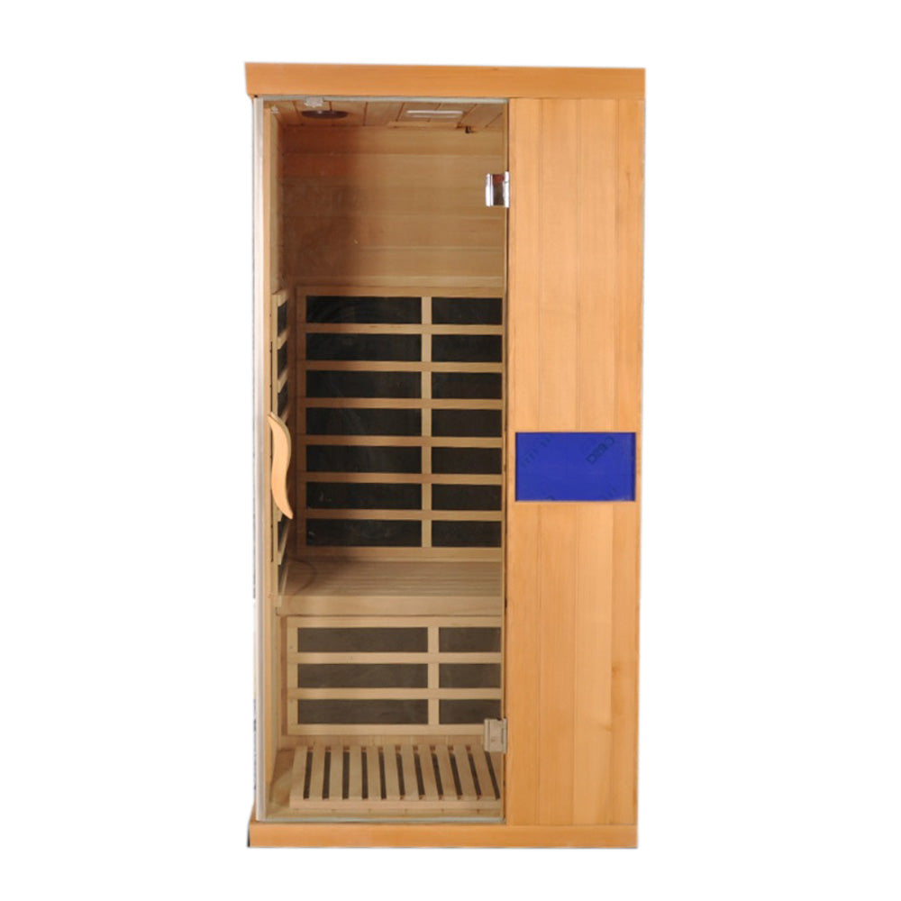 Homelements 1350W Ironwood Home Sauna Room Far Infrared Sweat Steam Room Single Sweat Steam Room Graphene Light Wave Energy House Sweat Steam Room Sauna Warehouse Home Health Care Physiotherapy Far Infrared Dry Steam Room Single Cabin