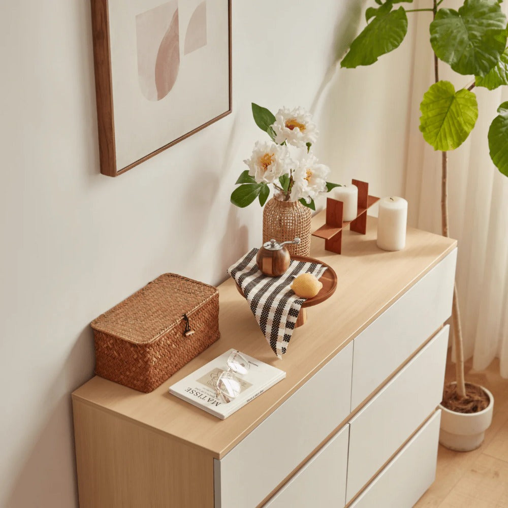 Linsay Rena Chest of 6 Drawers, Oak & Light Grey