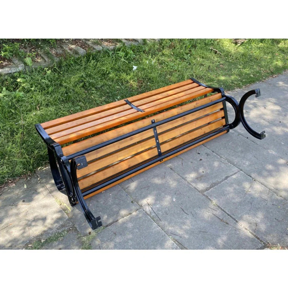 Homelements Garden Bench Iron Legs Outdoor Chair – Black Orange