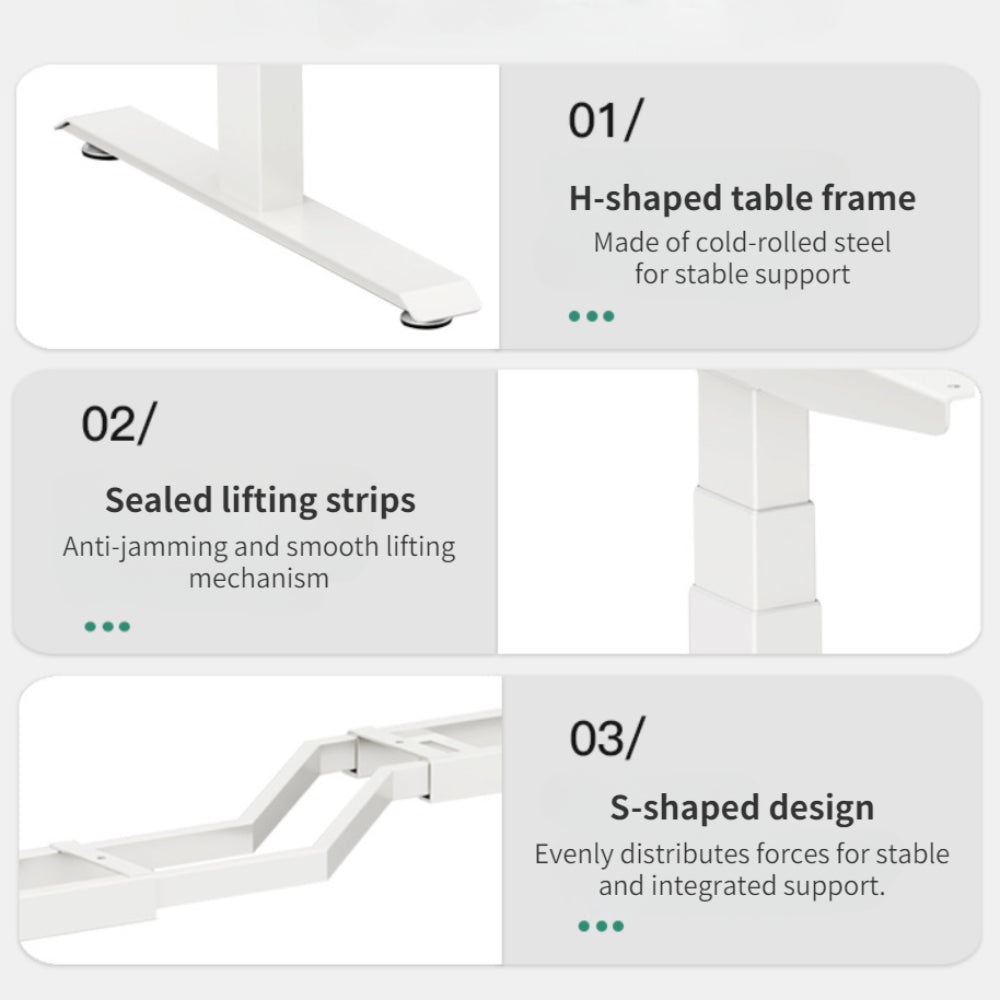 Homelements S-shaped Dual Motor Three Section L-shaped Electric Table Frame Lifting Desk F4206