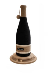 Cat Scratching Post Wood Turntable Red Wine Shaped Cat Scratcher with Sisal Material and Hanging Ball