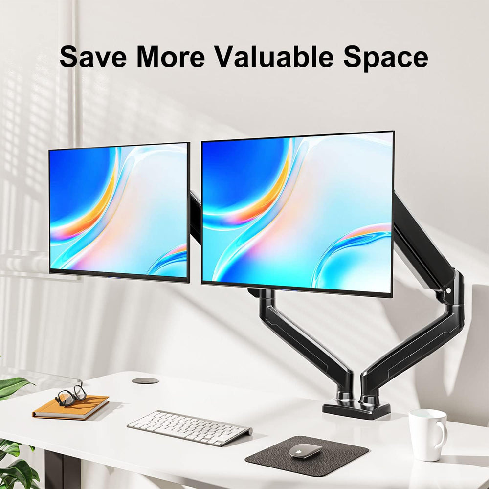 Homelements Dual Screen Gas Spring Desk Stand and Monitor Arm with Dual Steel Monitor Mounts-SY-MA04