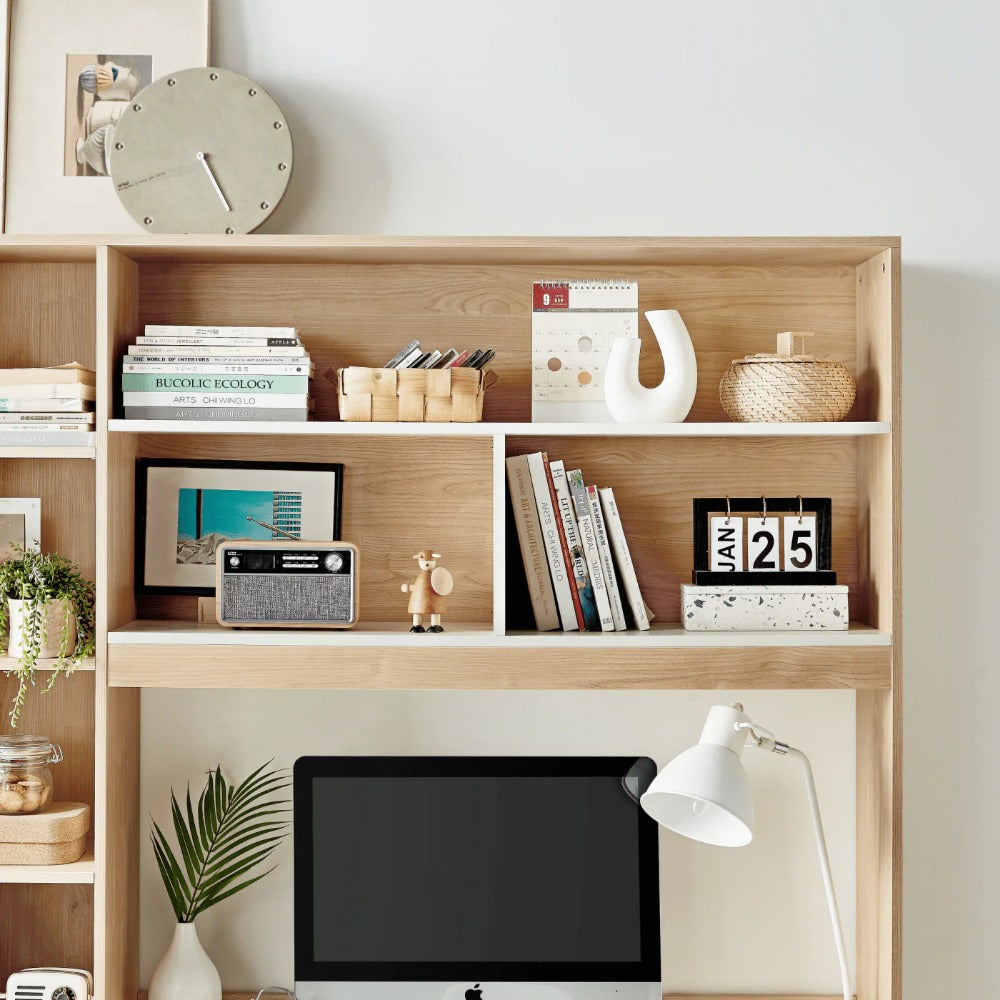 Linsay Noble Desk with Shelves, Natural & White