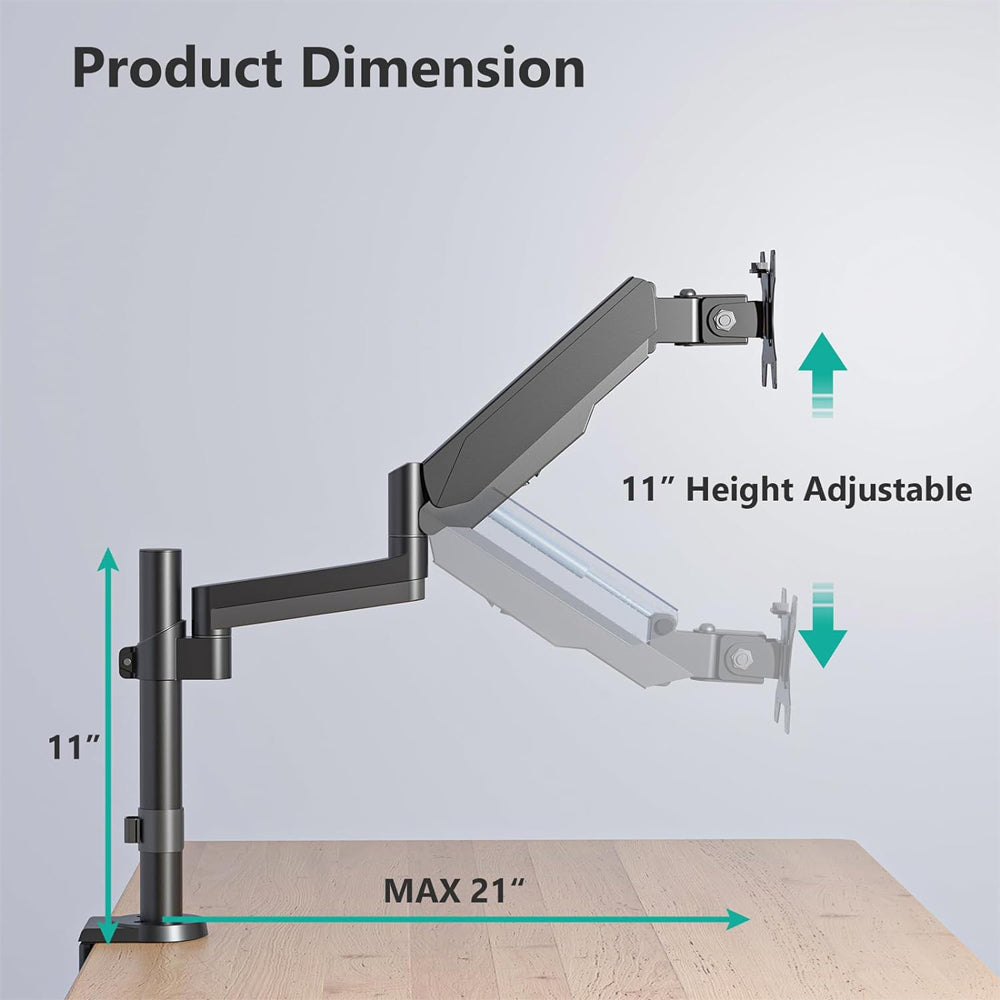 Homelements Gas Spring Dual Desktop Single Monitor Stand Arm Bracket Articulating Single Stand - SY-MA06