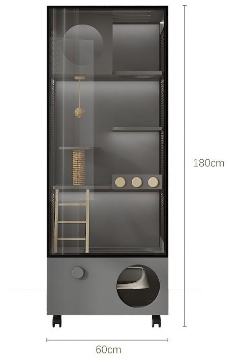 Homelements Wood Cat Cage for Living Room Cat House Movable Light Luxury Creative Household Cage for Cats