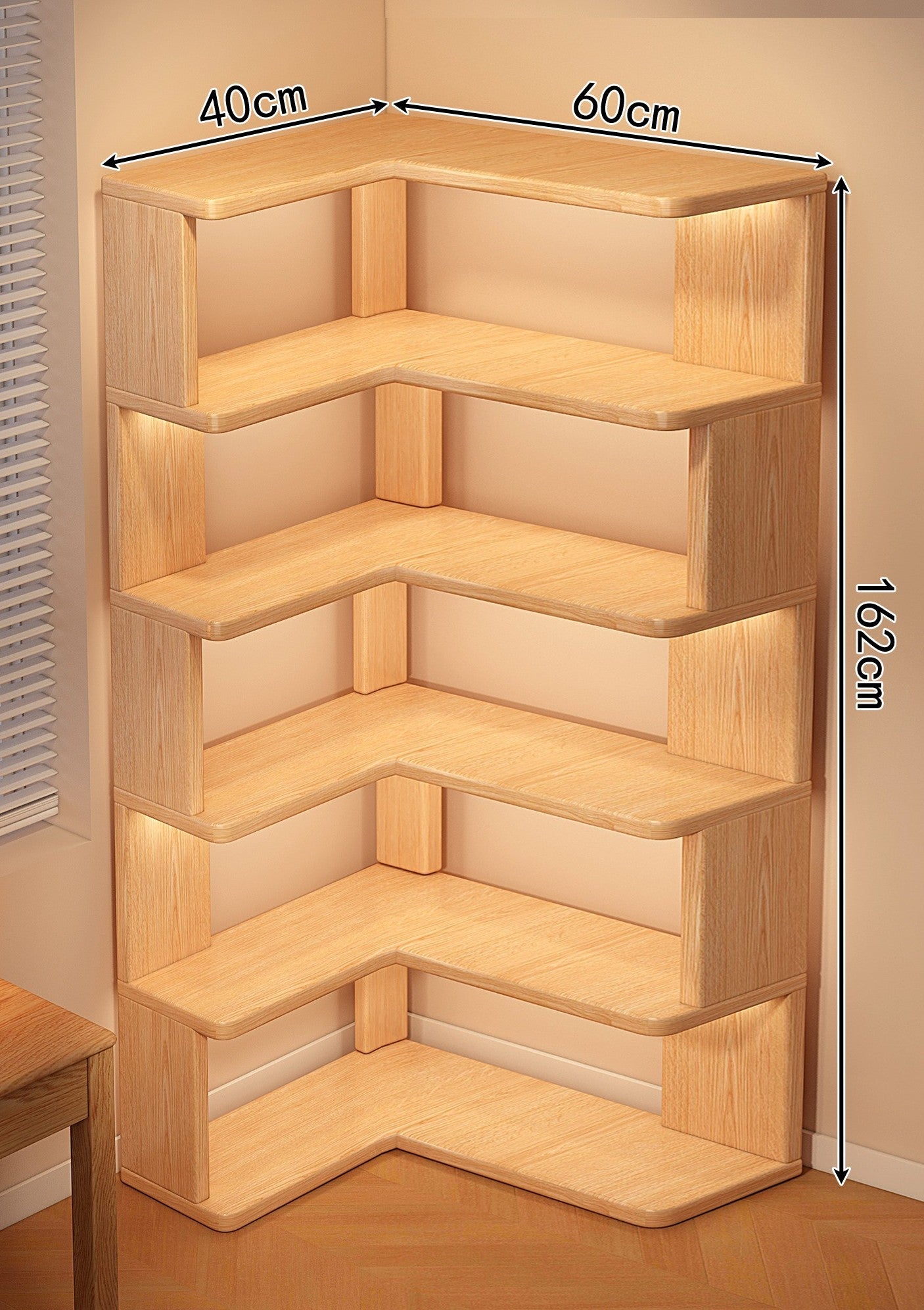 Corner Bookshelf Shelf Floor-to-ceiling Children's Wall Solid Wood Bookcase Household Corner Simple Storage Shelf Locker