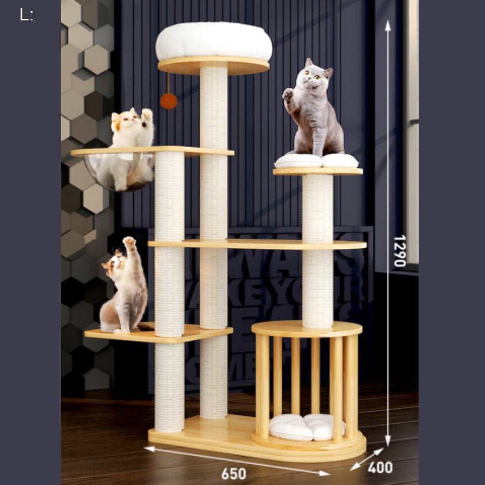 Homelements Luxury Solid Wood Four Seasons Universal Cat Bed Cat Villa Cat Climbing Frame Pet Bed Cat Scratching Post Cat Amusement Park  Solid Wood Floor To Ceiling Cat Climbing Frame Cat TreeWith Scratching Post