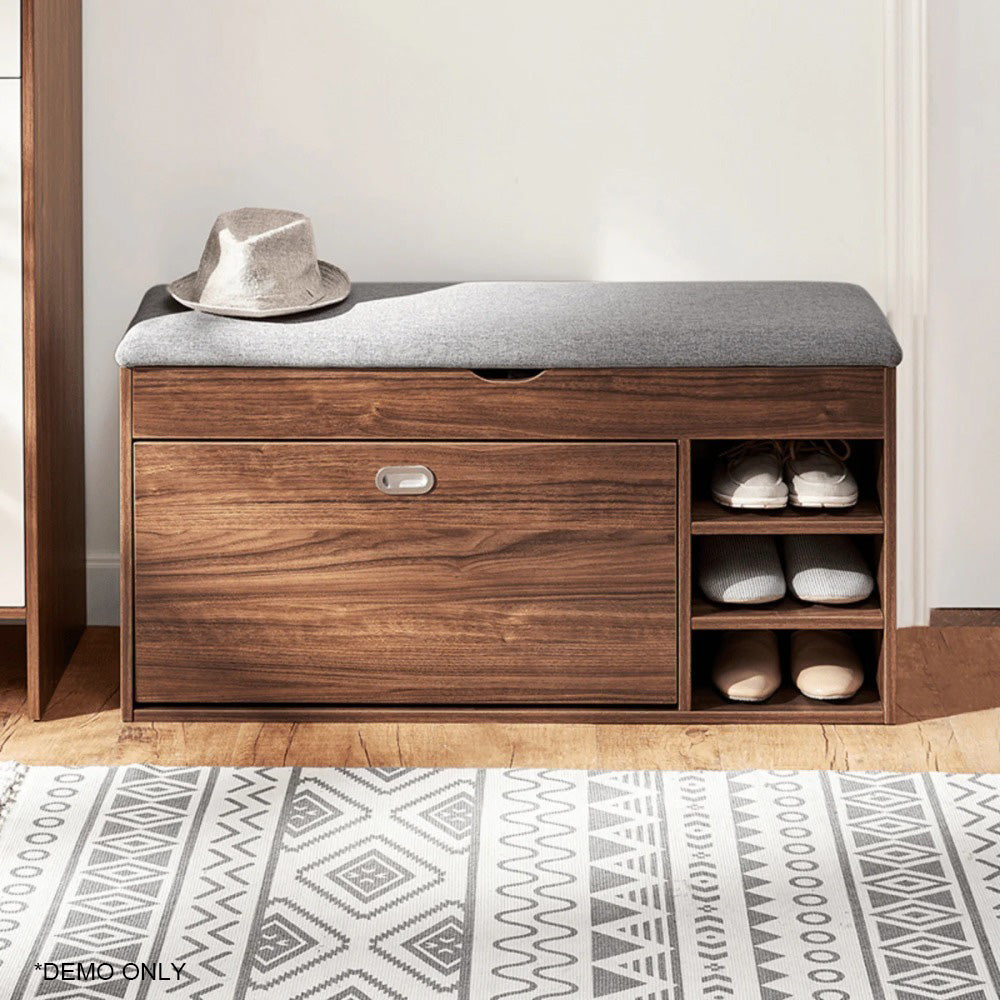 Linsay Miro Shoe Storage Bench, Large, Walnut & Grey