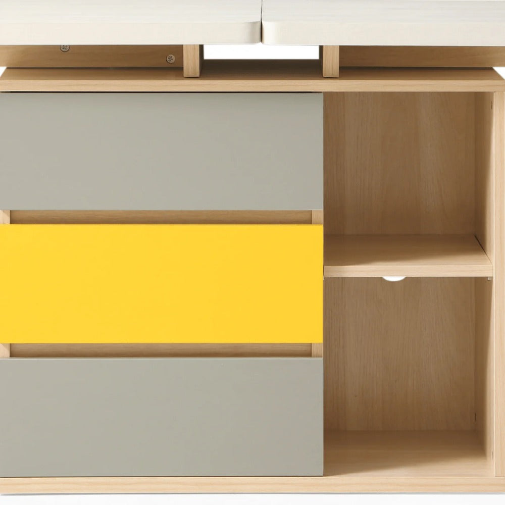 Linsay Slate Dual Study Desk, Grey & White & Yellow