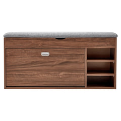 Linsay Miro Shoe Storage Bench, Large, Walnut & Grey