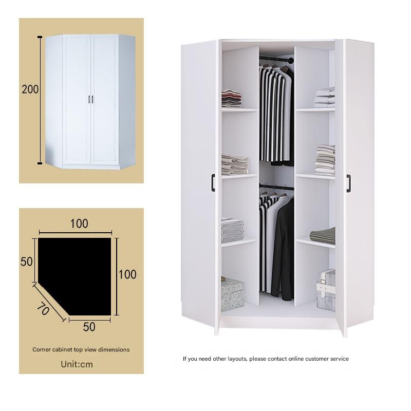 Corner Wardrobe Household Bedroom Small Apartment Solid Wood 90 Degree Master Bedroom Corner 7-character L-shaped Corner Wardrobe Combination Storage