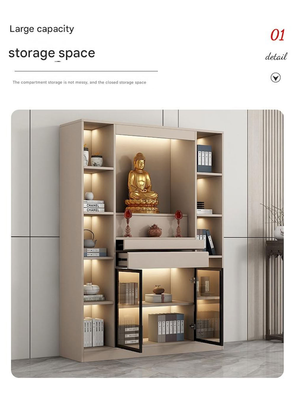 Modern Chinese Altar Cabinet | Luxury Buddha Shrine for Home