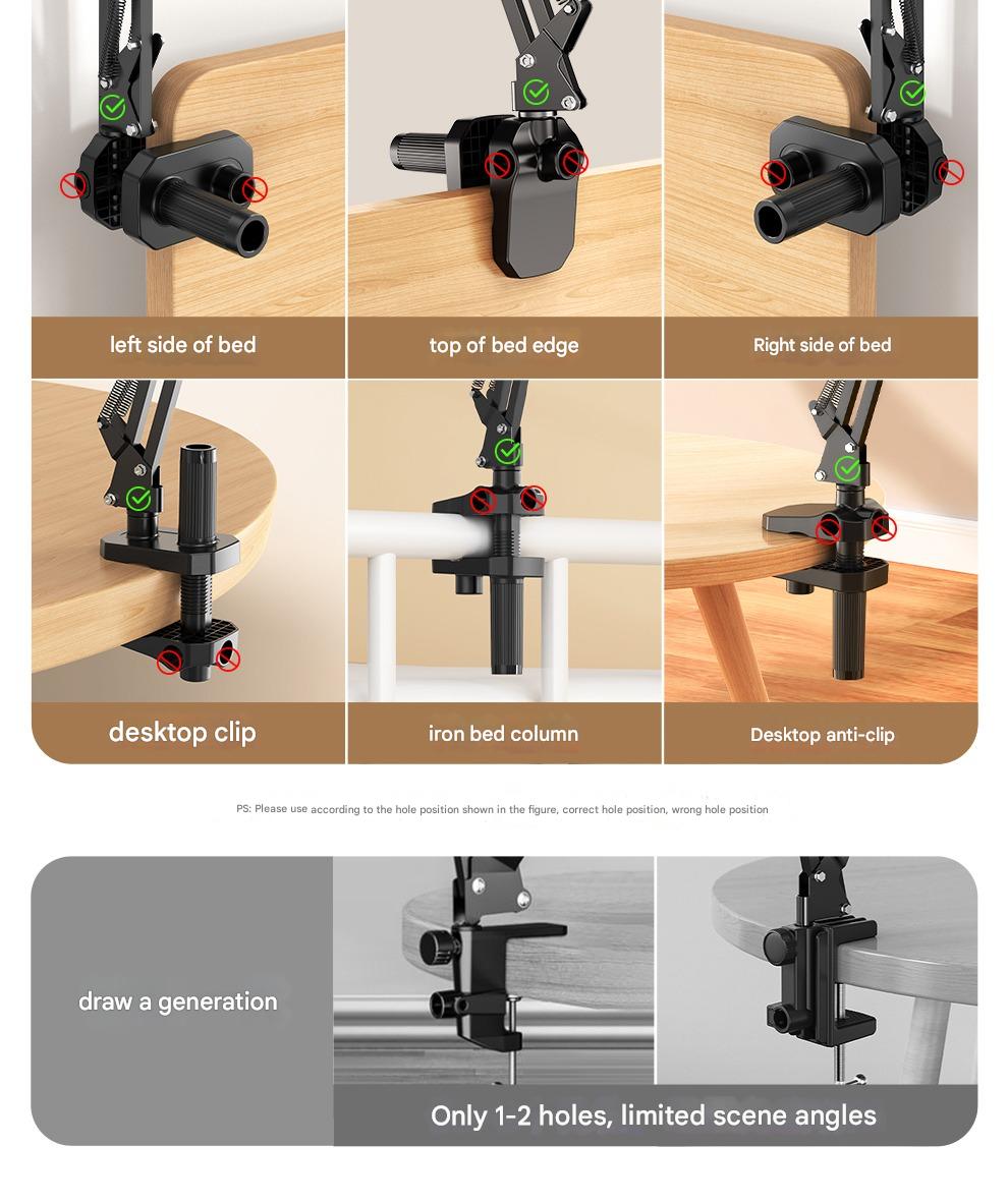 Mobile Phone Lazy Tablet Bracket Bedside Bed for Ipad Support Frame Desktop Cantilever Mobile Phone Holder Dormitory Computer Lying Down Watching Live Drama Artifact Multi-function Switch Universal Clip