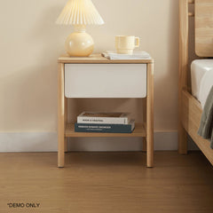 Linsay Evelyn Bedside Table, Natural&White