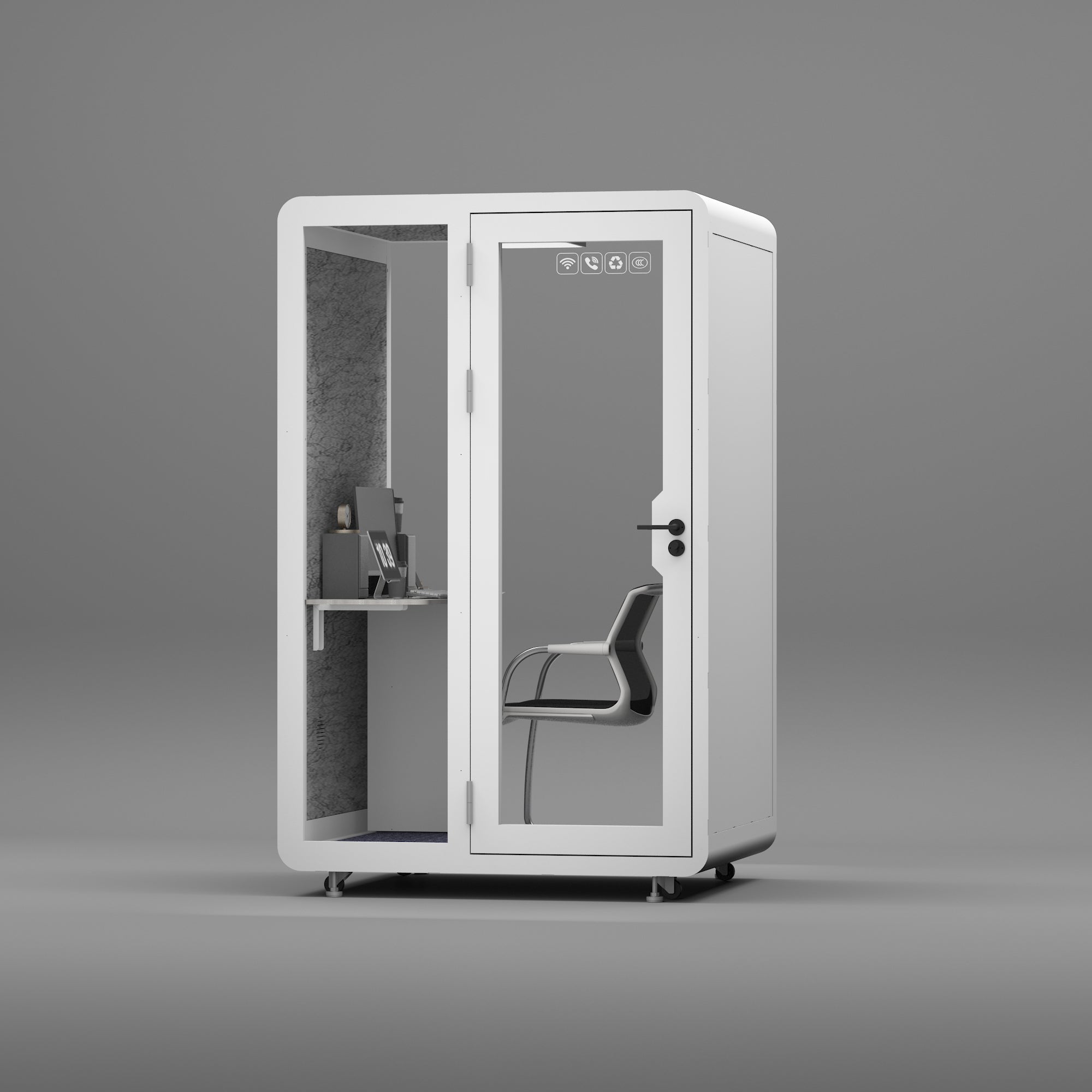 Homelements 1 Person 1.4x1.2x2.3m White & Black Metal Plate Model Mobile Soundproof Room Home Live Broadcast Room Singing Cabin Recording Studio Indoor Telephone Booth Piano Sleeping Soundproof Silent Cabin