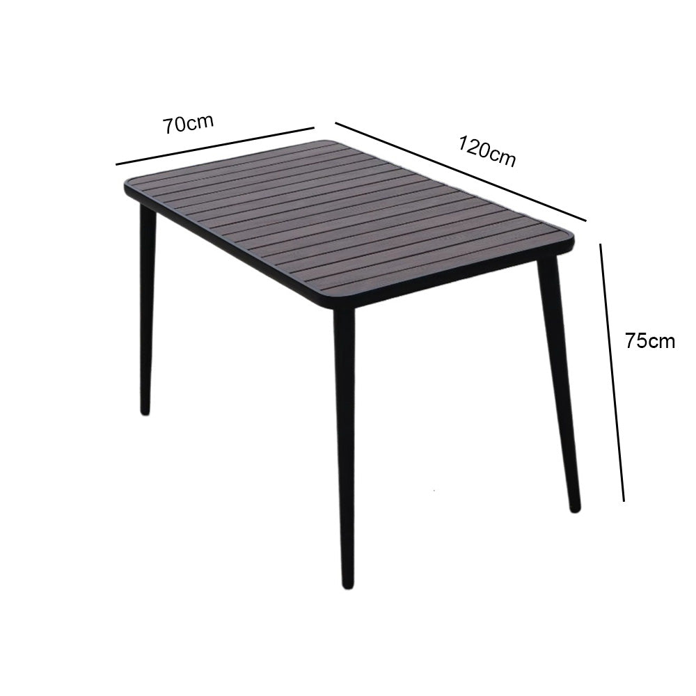 Homelements Leisure Outdoor Balcony Plastic Wood Table and Chairs Waterproof Sun-proof and Corrosion-resistant Tables and Chairs-6 Buck Chairs + 120cm Long Cone Long Table