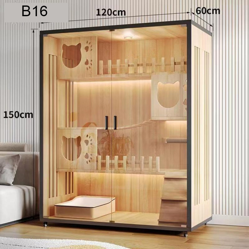 Homelements Luxury Wooden Cat House Cat Villa Cat Bridge Cat Scratching Board Cat Scratching Board Cat Stair Apartment House Multi-size Cat Delivery Room Pet Labor Room Waterproof Wooden Indoor Outdoor Pet House Cage Shelter Home