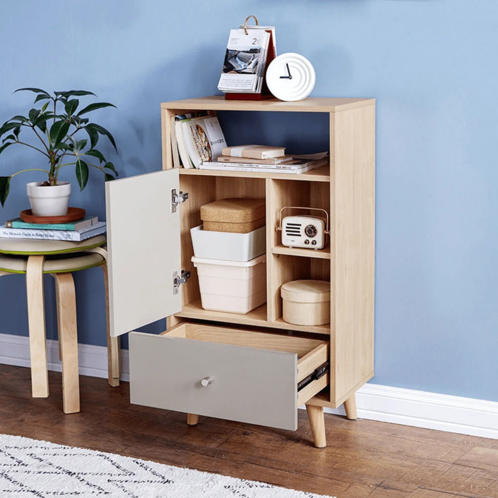 Linsay Juniper Storage Cabinet, Grey&White&Natural