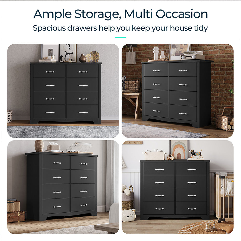 Linsay Chest of 8-drawer Cabinet Black