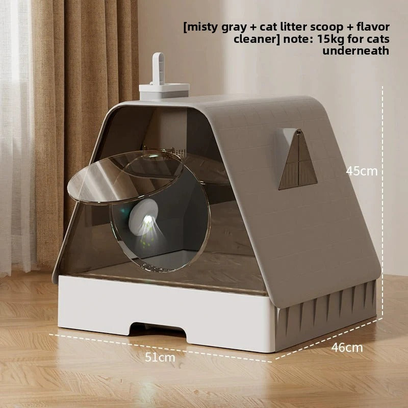 Extra Large Cat Litter Box Fully Enclosed Anti-Spilling with Drawer Type Odor Separation Dustproof with Sand for Kittens Maine Coon Cat Toilet