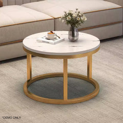 Homelements White Rock Slab Coffee Table Light Luxury Small Round Table Modern Simple Living Room Rock Slab Coffee Table