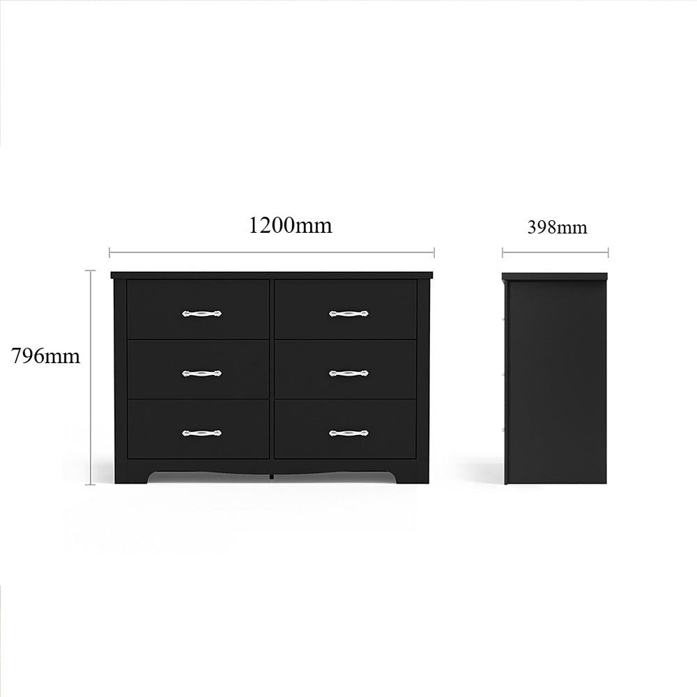 Linsay Chest of 6 Drawers Black