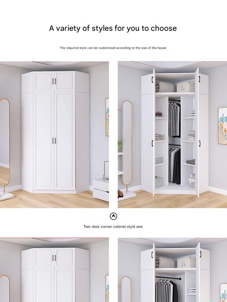 Corner Wardrobe Household Bedroom Small Apartment Solid Wood 90 Degree Master Bedroom Corner 7-character L-shaped Corner Wardrobe Combination Storage