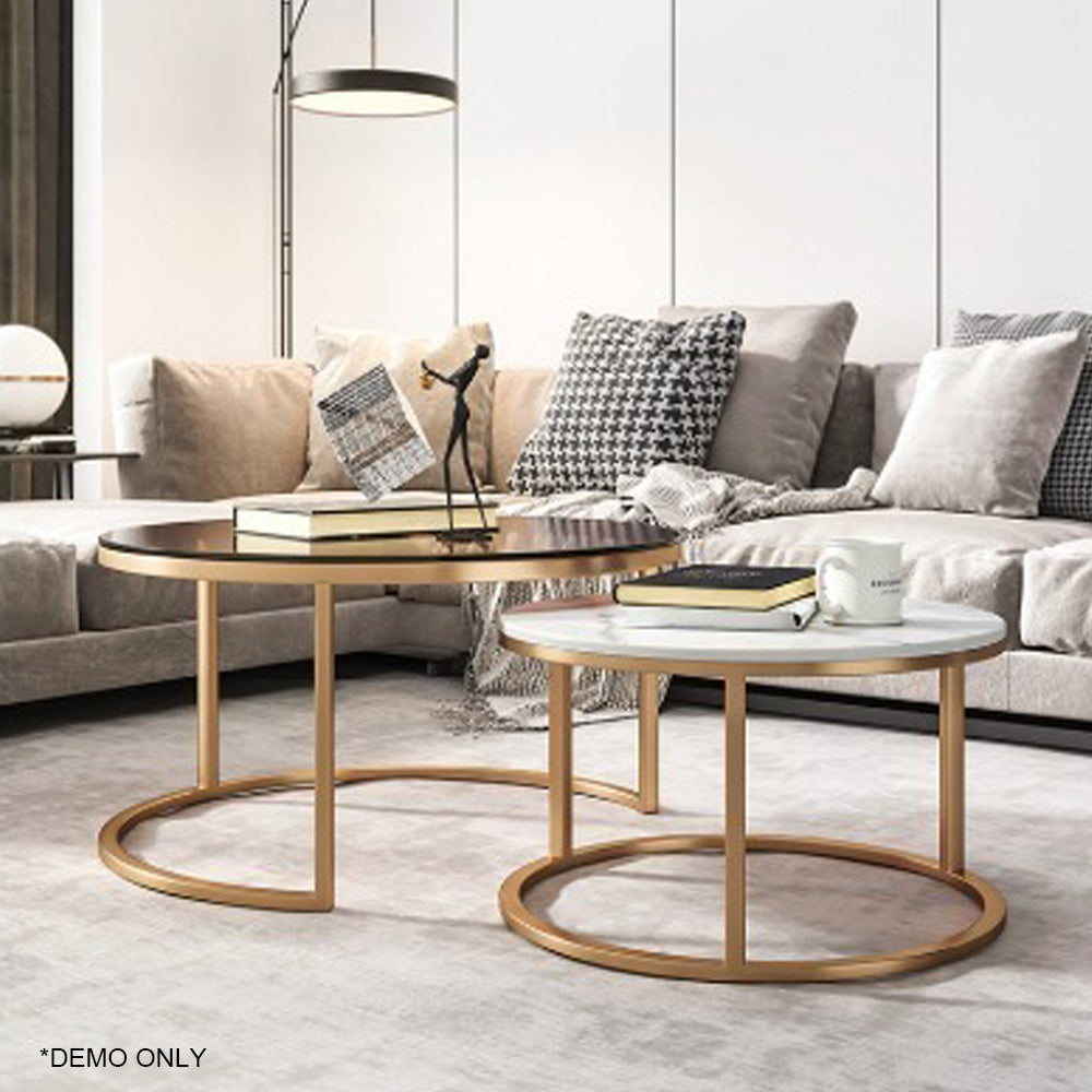 Homelements Glass Coffee Table Light Luxury Retractable Small Round Table Combination Modern Simple Living Room Rock Plate Coffee Table  Nordic Glass Coffee Table Light Luxury Small Apartment Extension Narrow Round Table Simple Living Room Marble
