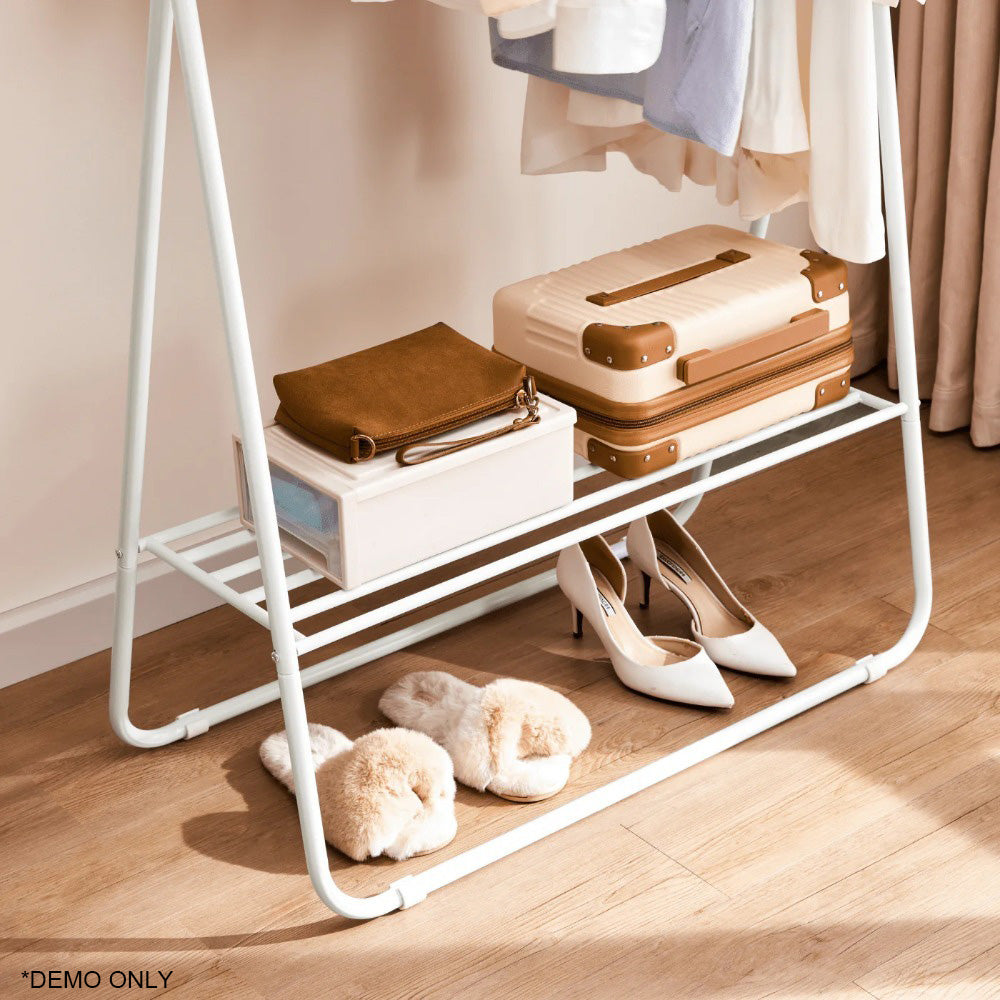 Linsay Pitch Metal Clothes Rack, White