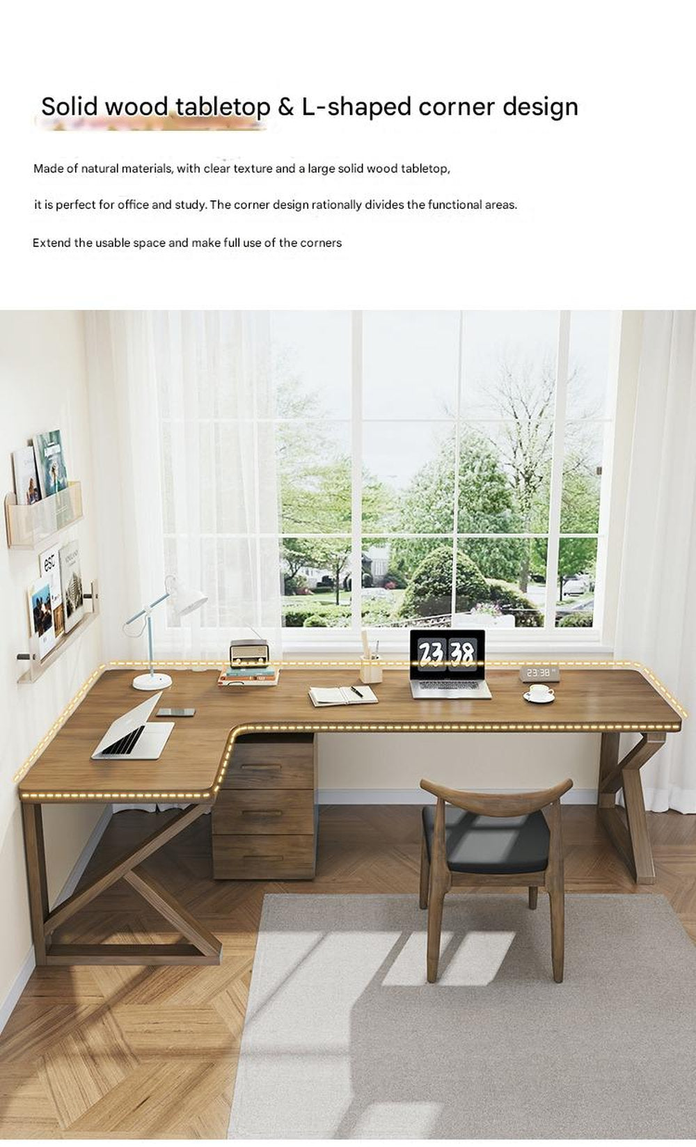 All Solid Wood Computer Desktop Table Corner Desk Writing Desk Bedroom Workbench Study Table