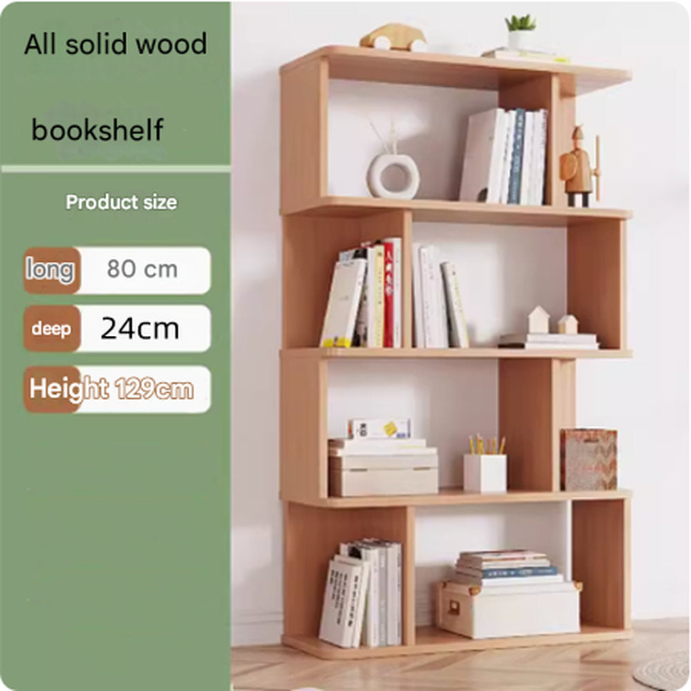 Solid Wood Bookshelf Shelf Simple Modern Children's Storage Locker Multi-layer Locker Simple Book Cabinet