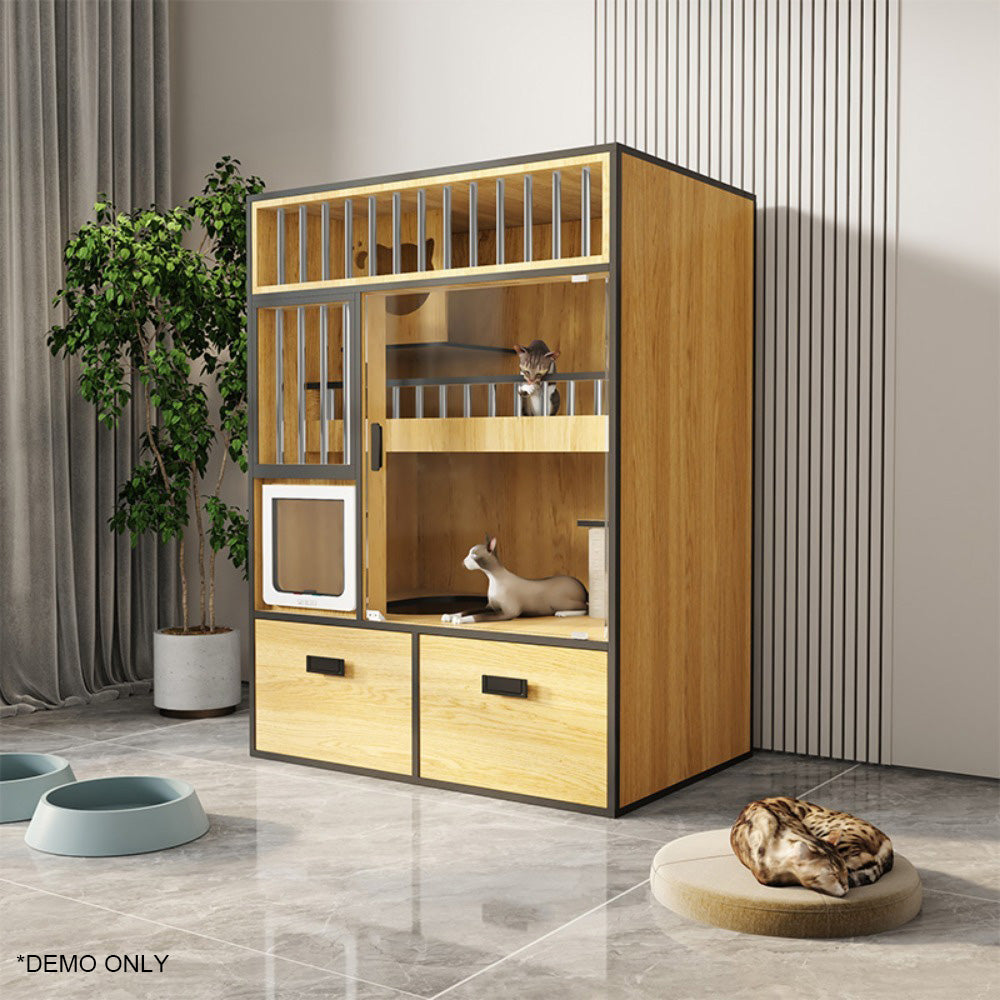 Homelements Luxury Wooden Cat House Cat Villa Home Indoor Pet Cabinet Integrated Cat House Drawer Type Cat Toilet with Built-in Storage Cabinet   Luxury Wooden Cat Furniture Breeding Luxury Cat House Luxury Cat  Pet Villa Nest Bed Cage Display Cage Cabine