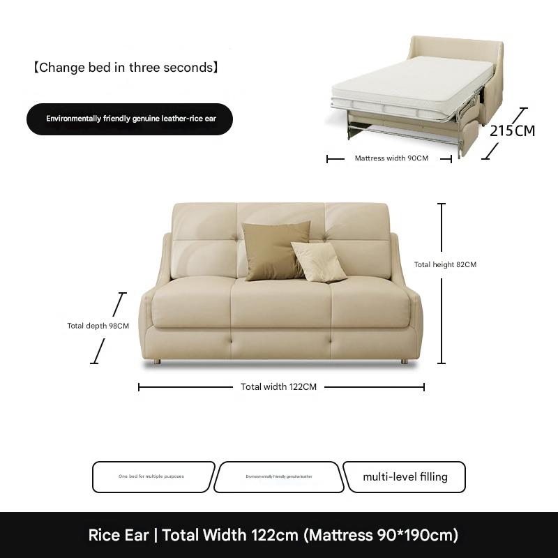 Muqifang Multi-functional Leather Flipped Sofa Bed Integrated Foldable Two-in-one Small Apartment Living Room New Dual-use