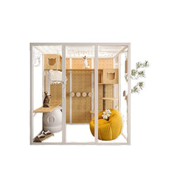 Homelements Large Cat House - Luxury Indoor Glass & Wood Catio Villa